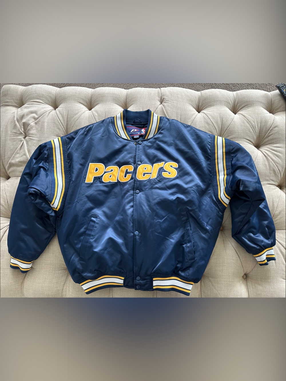 NBA Pacers Navy and Gold Satin Jacket
